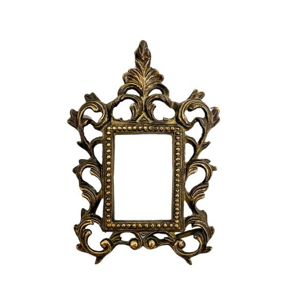 Vintage Cast Metal Ornate Brass Victorian Rococo Style Frame - Picture 6 of 6